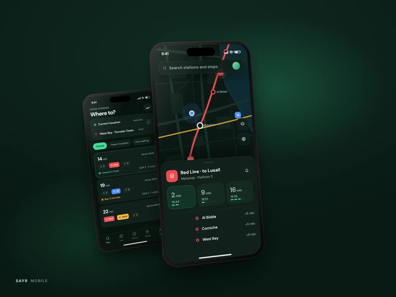 Sayr live map with vehicle positions